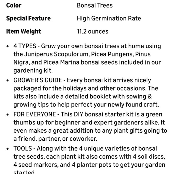 Bonsai Seed Starter Kit - Green and Purple NWT. Amazing last minute gift! - Picture 7 of 8